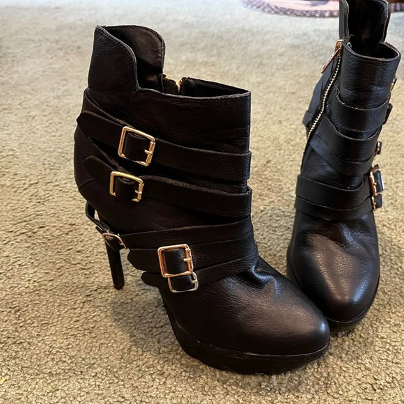 Steve Madden Akademi Black Boots Size 8m - Picture 4 of 8